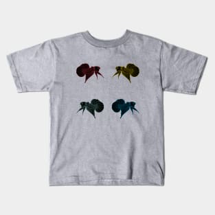 set of betta fish silhouette illustrations in glowing neon colors Kids T-Shirt